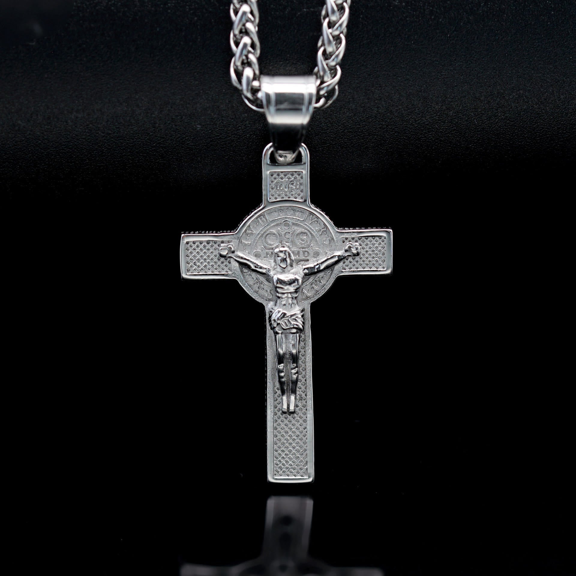 Christianartworkshop Classic Style Crafted Crucifix St. Benedict Jesus Cross Pendant Necklace