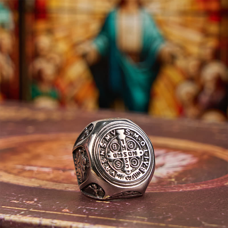Christiandiscipleshop Classic Style St. Benedict Cross Divine Faith Ring