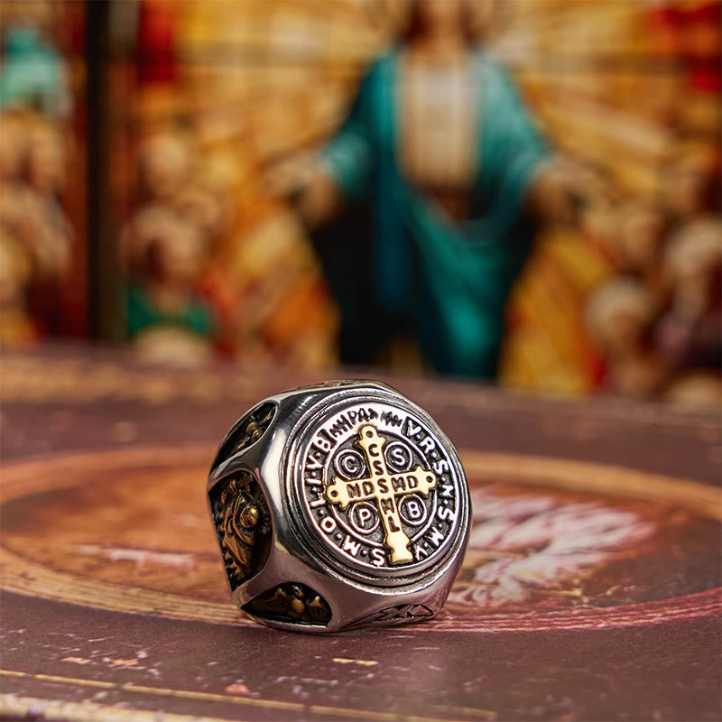 Christiandiscipleshop Classic Style St. Benedict Cross Divine Faith Ring