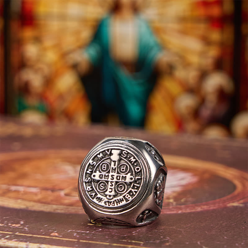 Christiandiscipleshop Classic Style St. Benedict Cross Divine Faith Ring
