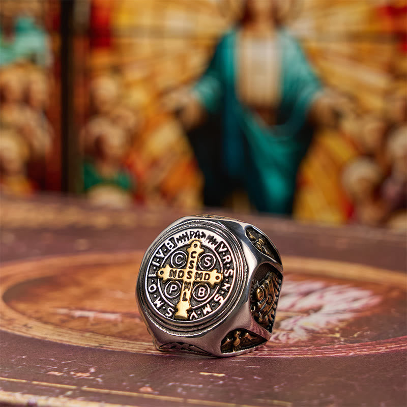 Christiandiscipleshop Classic Style St. Benedict Cross Divine Faith Ring