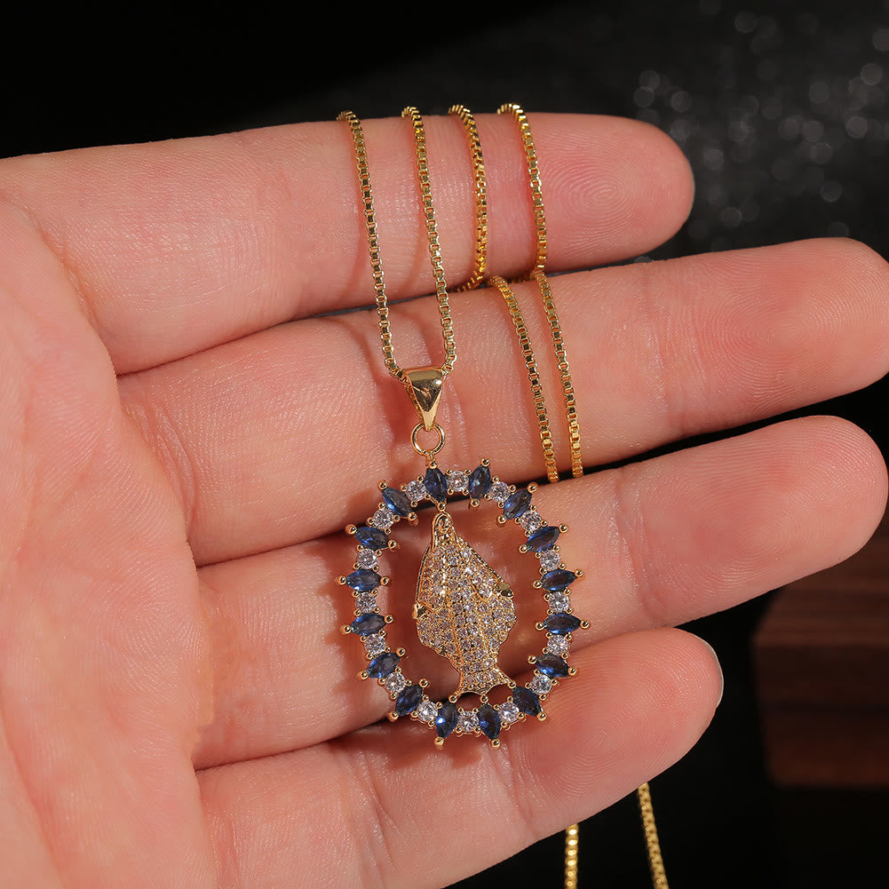 christiandiscipleshop Luxury Style Our Lady of Miraculous Medal Gemstones Pendant Necklace