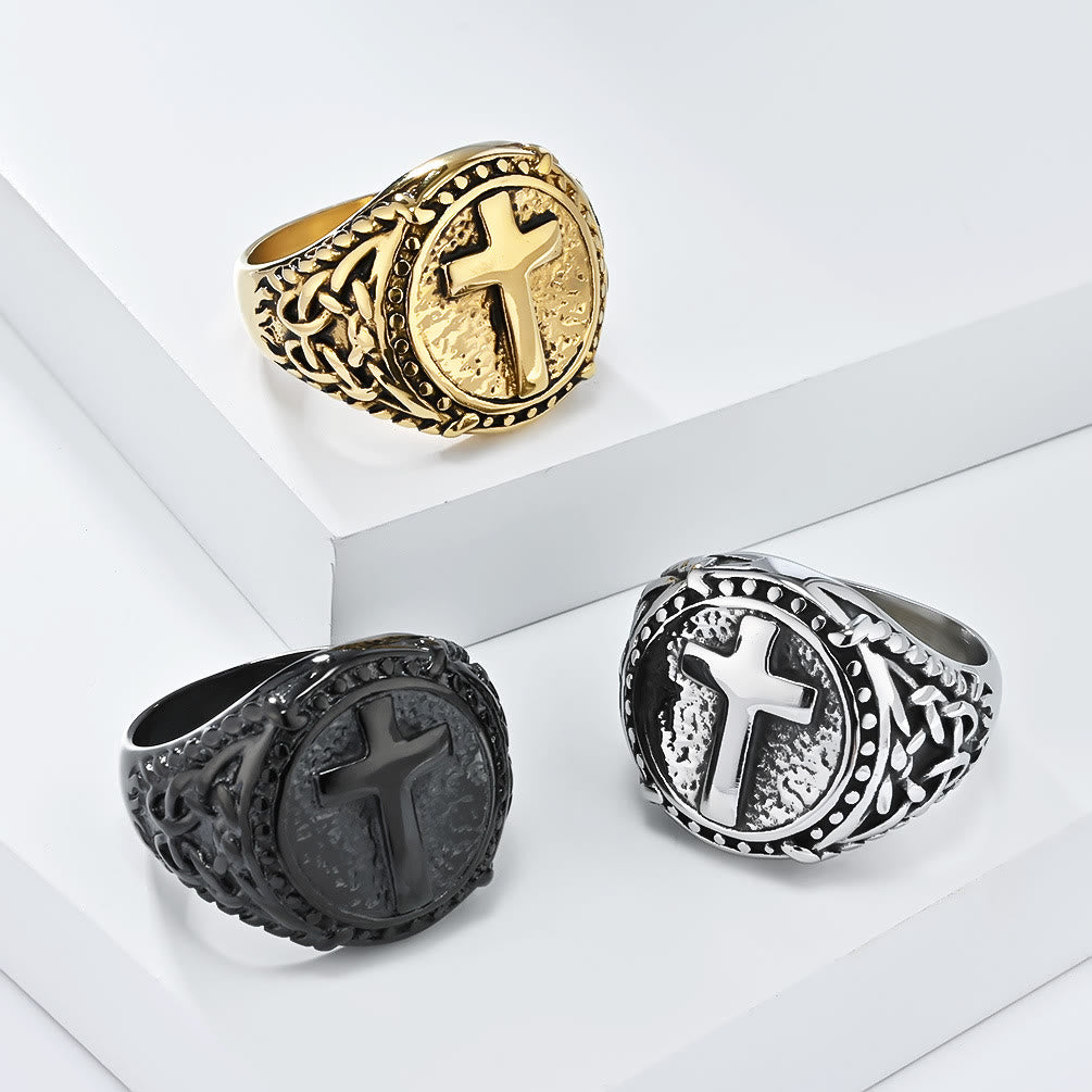 christiandiscipleshop Minimalist Style Cross Divine Faith Heavy Duty Ring