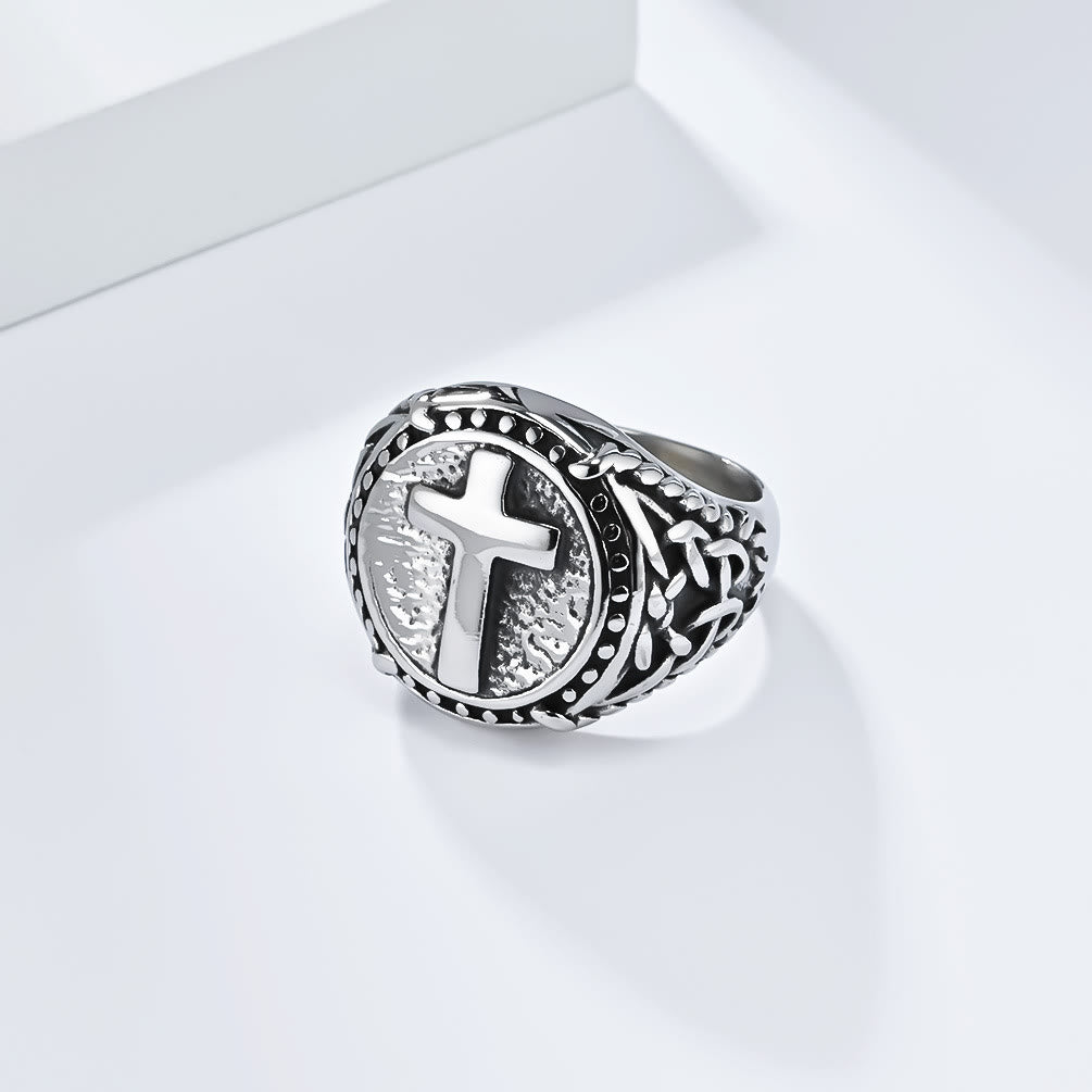 christiandiscipleshop Minimalist Style Cross Divine Faith Heavy Duty Ring