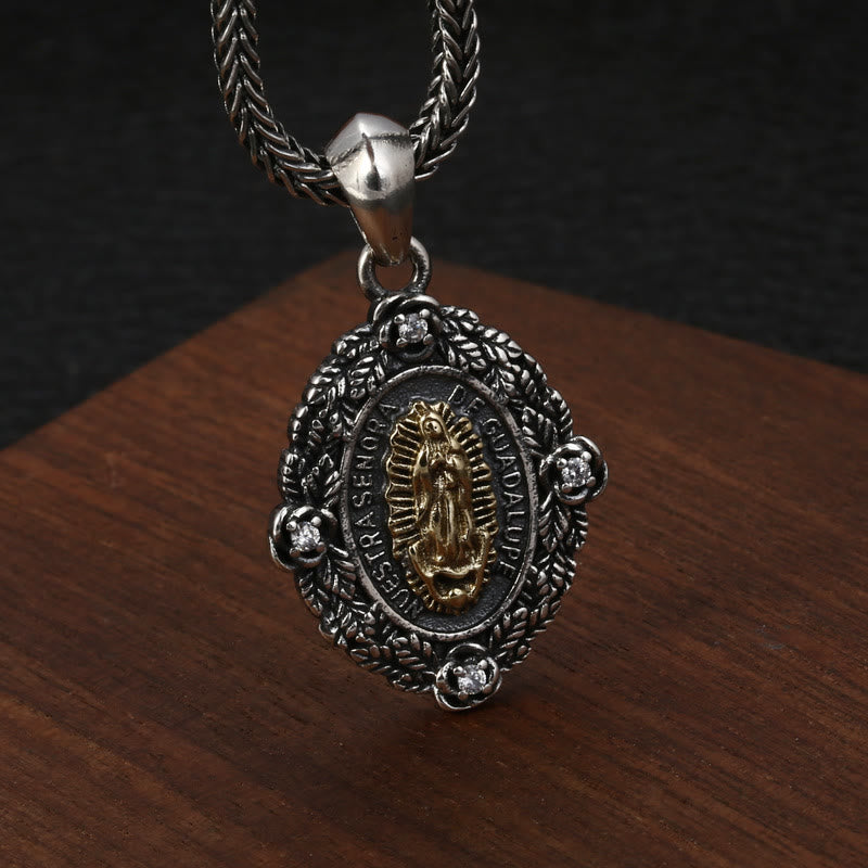 christiandiscipleshop Sterling Silver Classic Style Our Lady of Guadalupe & St. Michael Pendant Necklace