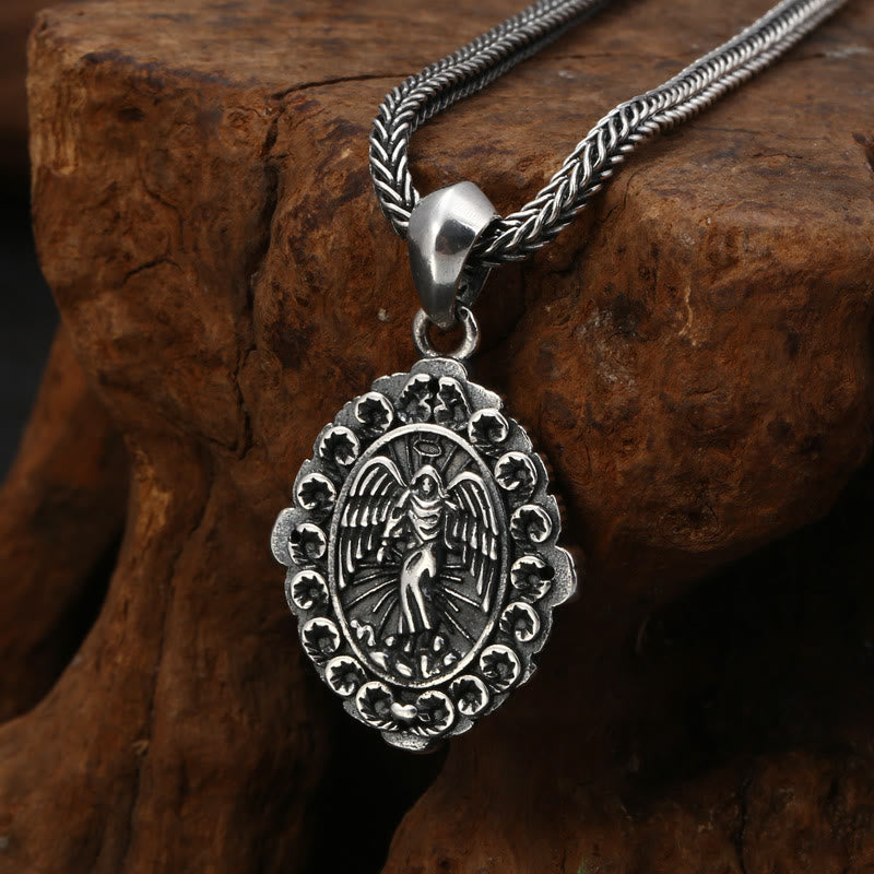 christiandiscipleshop Sterling Silver Classic Style Our Lady of Guadalupe & St. Michael Pendant Necklace