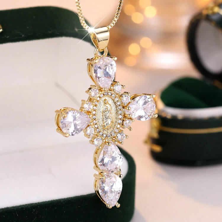 Christiandiscipleshop Diamond Virgin Mary Cross Necklace