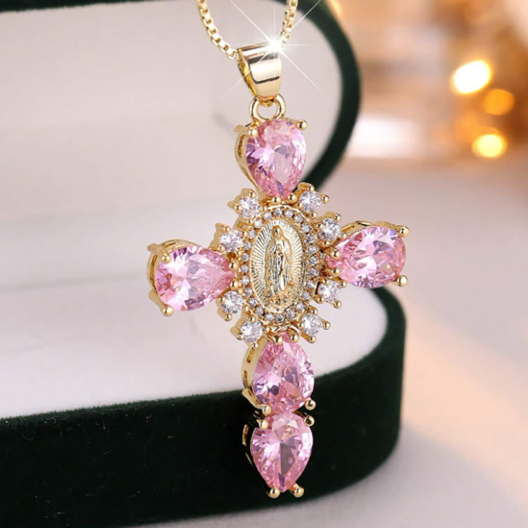 Christiandiscipleshop Diamond Virgin Mary Cross Necklace