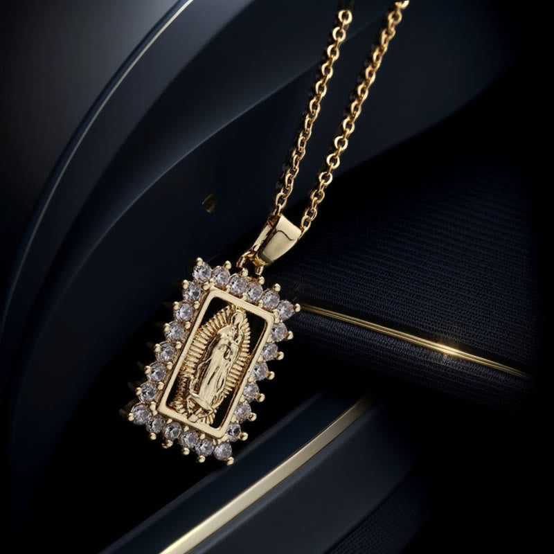 christiandiscipleshop Virgin Mary Necklace with Colorful Micro-Pavé Zirconia Pendant