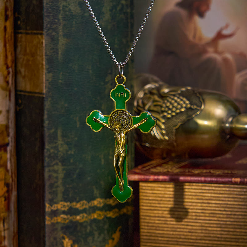 Christiandiscipleshop Multicolor Retro Style Classical Crucifix Faith Protection Pendant Necklace