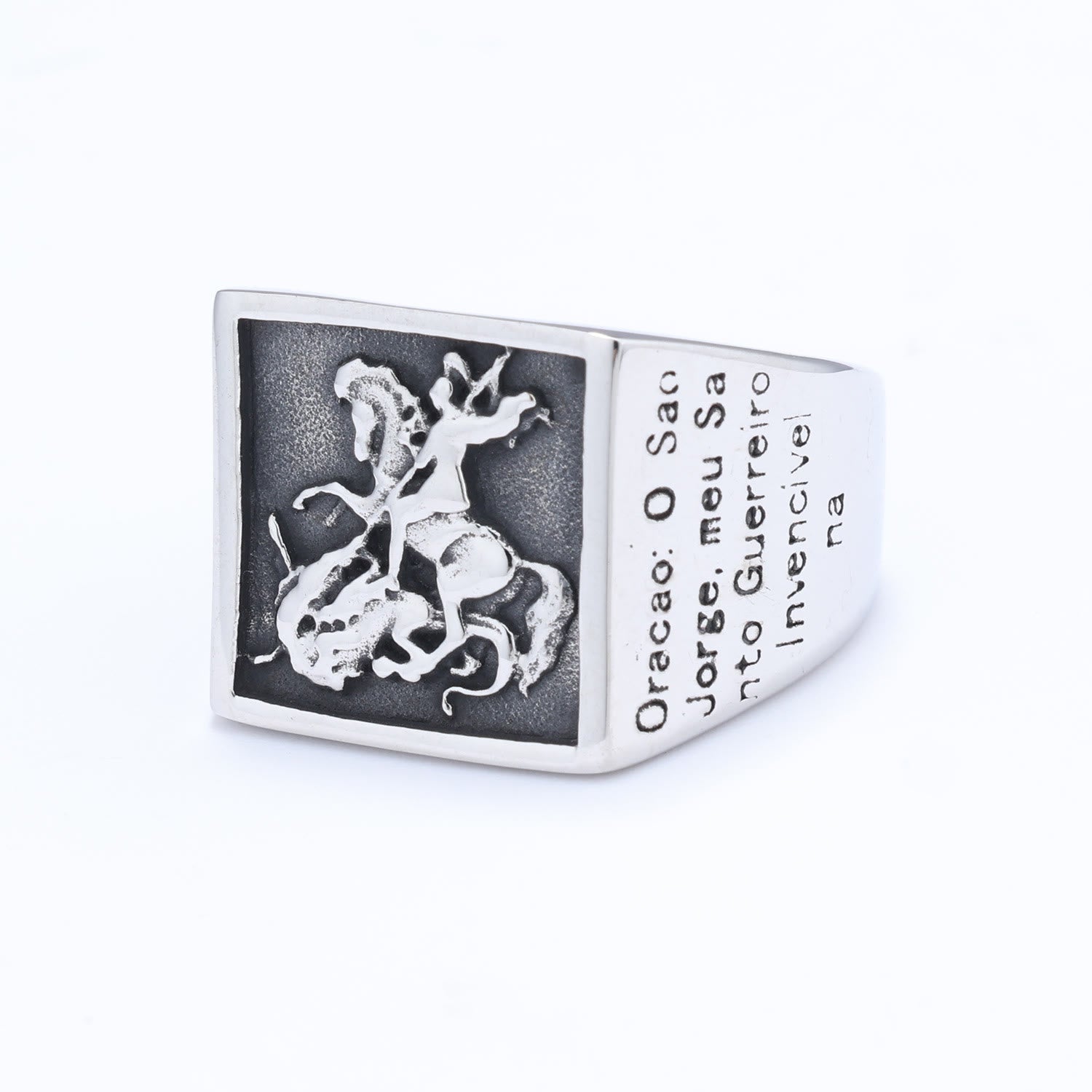 Christiandiscipleshop Retro Classic Style St. George Warrior Slave the Dragon Divine Protection Ring