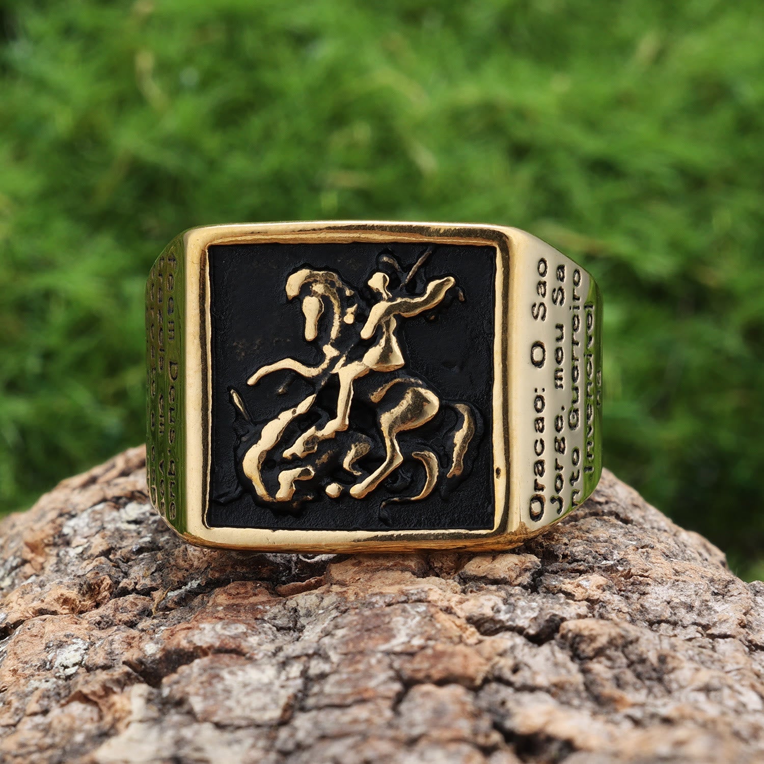 Christiandiscipleshop Retro Classic Style St. George Warrior Slave the Dragon Divine Protection Ring