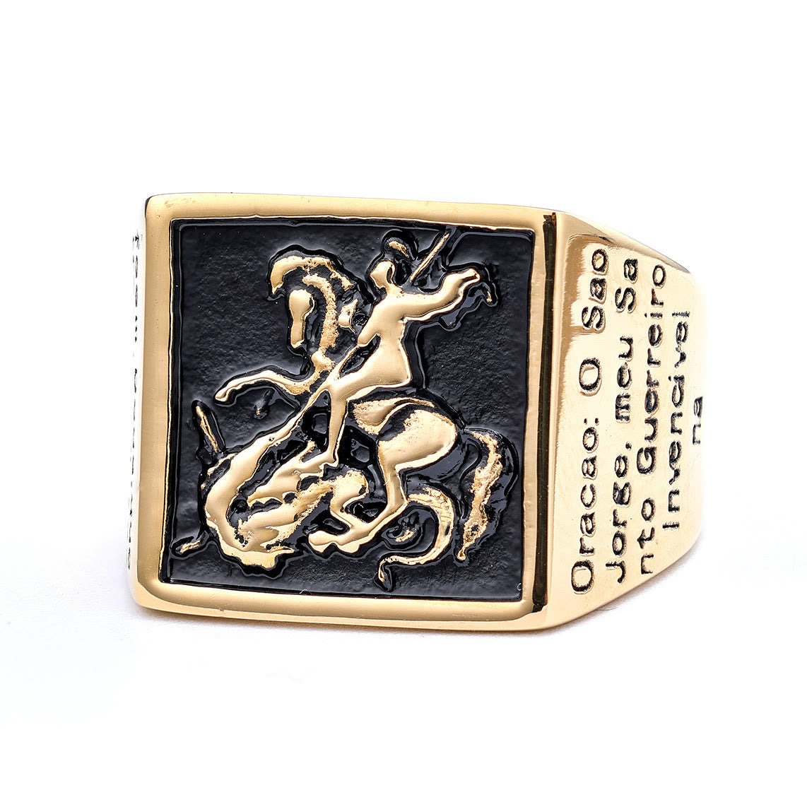 Christiandiscipleshop Retro Classic Style St. George Warrior Slave the Dragon Divine Protection Ring
