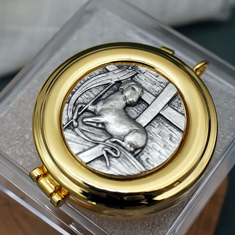 Christiandiscipleshop Gold-Plated Pyx with Lamb Statue–Sacred Vessel for the Holy Eucharist