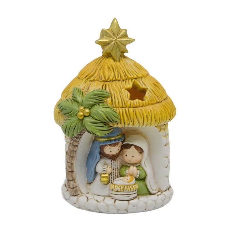 Christianartworkshop Cartoon Style Holy Family Figurine Set Desktop Decorations Ornament