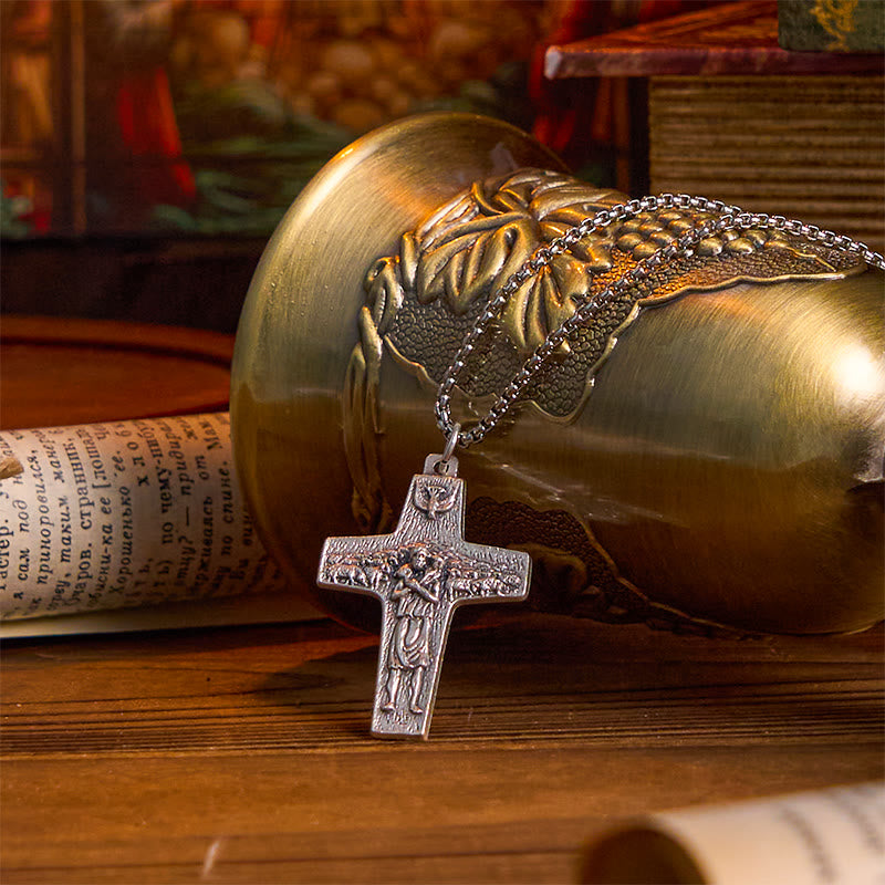 Christiandiscipleshop Retro Style Jesus and His Sheep The Good Shepherd Pendant Necklace
