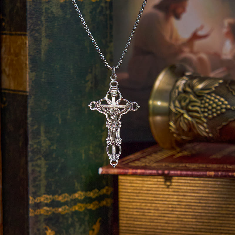 Christiandiscipleshop Retro Style Exclusive Craft Jesus Crucifix Blessing Pendant Necklace