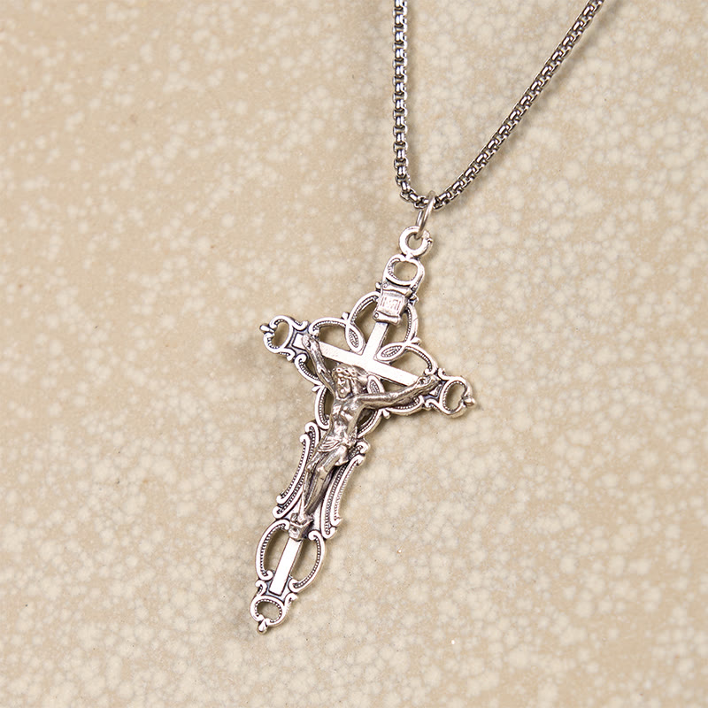 Christiandiscipleshop Retro Style Exclusive Craft Jesus Crucifix Blessing Pendant Necklace