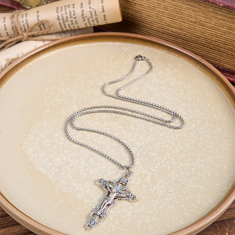 Christiandiscipleshop Retro Style Exclusive Craft Jesus Crucifix Blessing Pendant Necklace