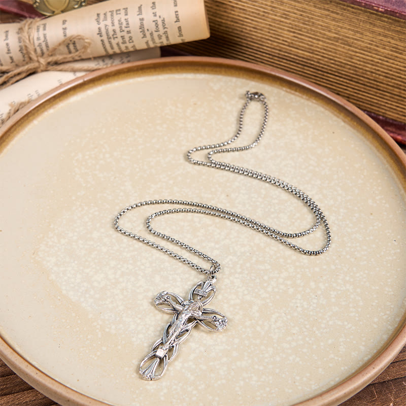 Christiandiscipleshop Retro Pattern Exclusive Craft Jesus Crucifix Amulet Pendant Necklace