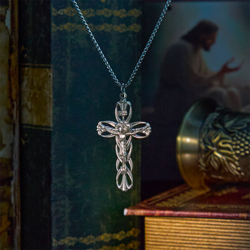 Christiandiscipleshop Retro Pattern Exclusive Craft Jesus Crucifix Amulet Pendant Necklace