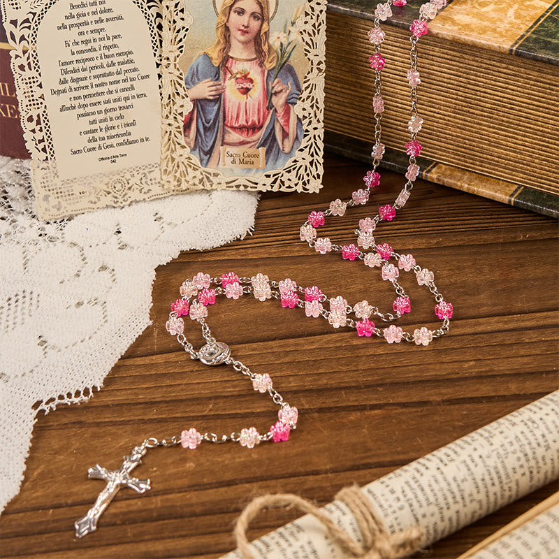 christiandiscipleshop Heart of Thorns & Our Lady of Guadalupe of 10mm Heart Green Glass Alloy Chain Rosary