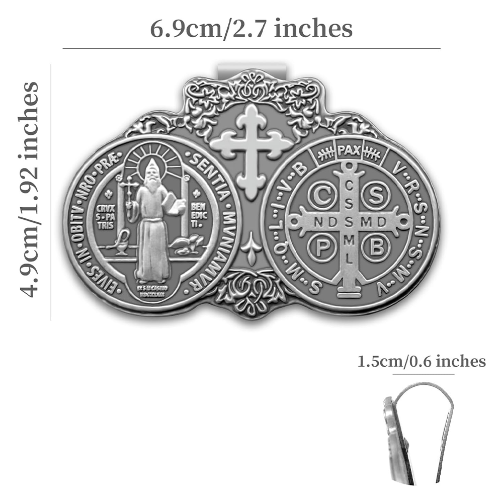 Christiandiscipleshop St. Benedict Protect Your Journey Two Medals Metal Visor Clips