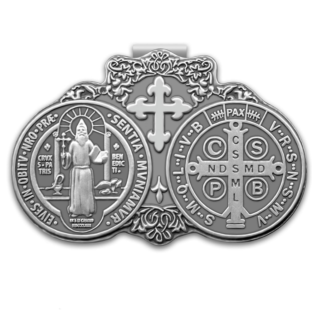 Christiandiscipleshop St. Benedict Protect Your Journey Two Medals Metal Visor Clips
