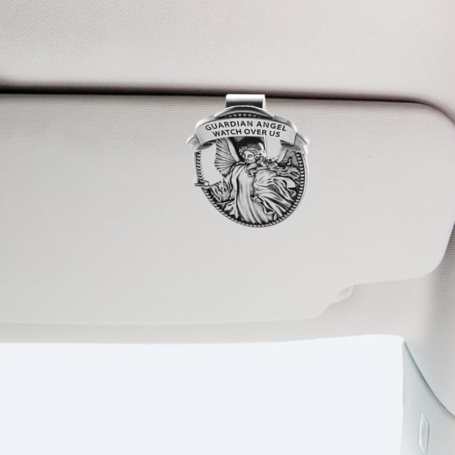 Christiandiscipleshop Guardian Angel Watch Over Us Blessed Your Journey Metal Visor Clips