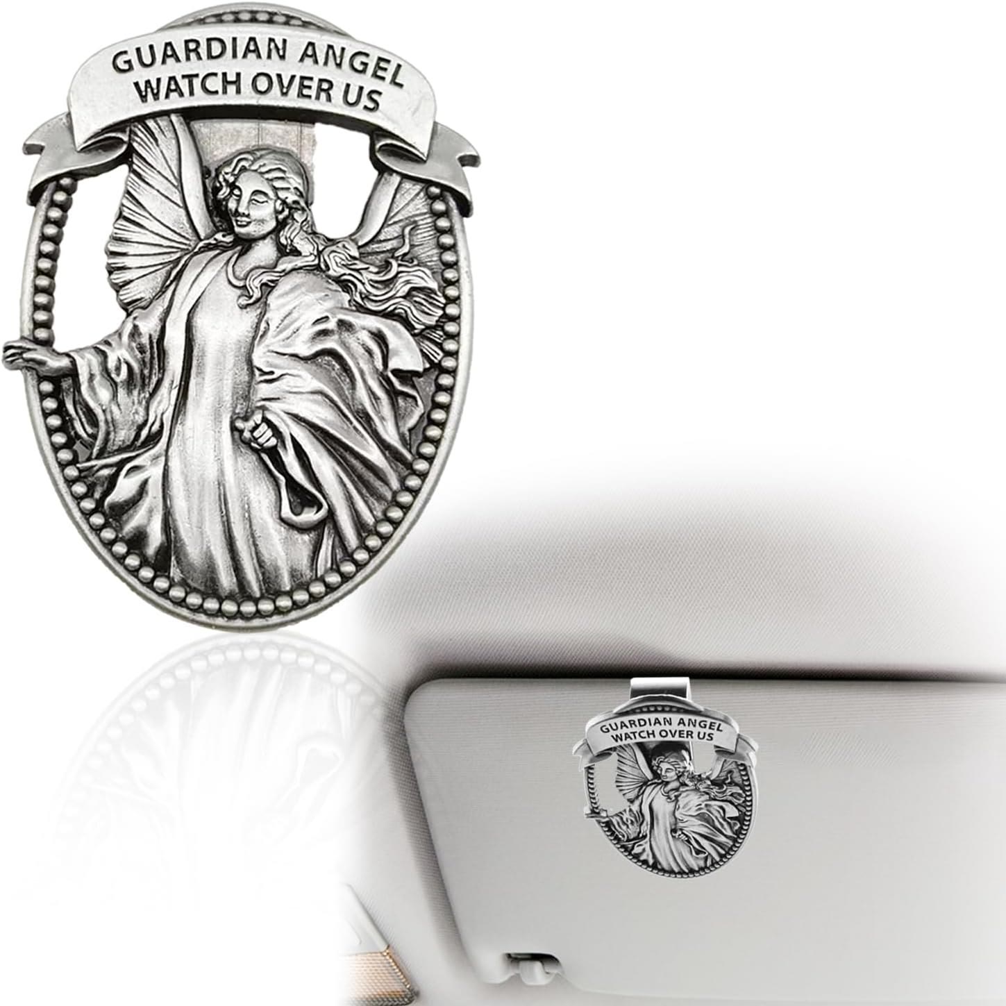 Christiandiscipleshop Guardian Angel Watch Over Us Blessed Your Journey Metal Visor Clips