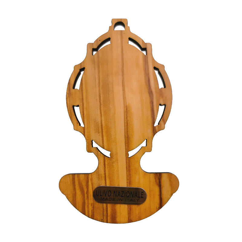 christiandiscipleshop Miraculous Medal Holy Water Font Olive Wood Assumption of Our Lady