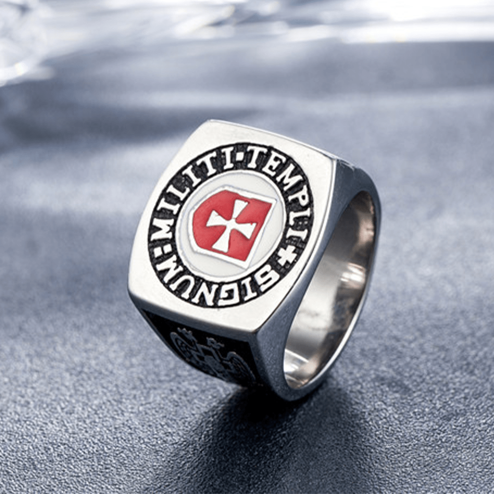 Christiandiscipleshop Retro Classic Style Knights Templar Faith Ring - Signum: Militi Templi