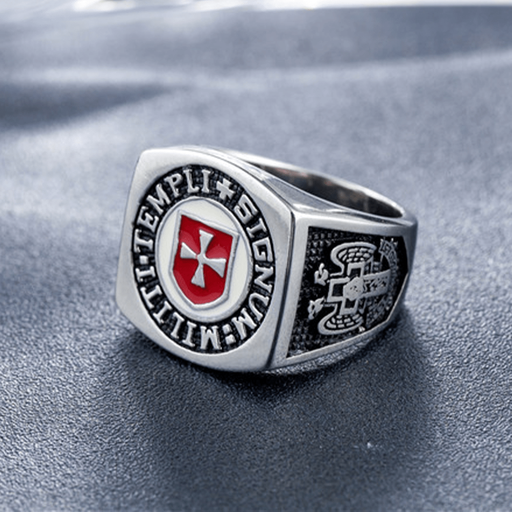Christiandiscipleshop Retro Classic Style Knights Templar Faith Ring - Signum: Militi Templi