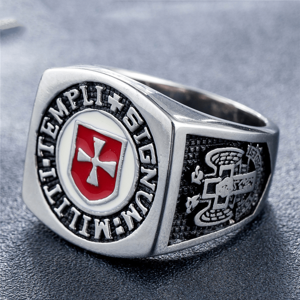 Christiandiscipleshop Retro Classic Style Knights Templar Faith Ring - Signum: Militi Templi
