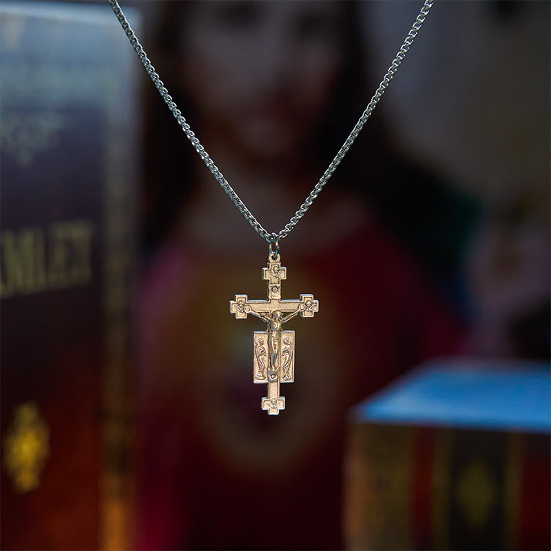 Christiandiscipleshop Exclusive Craft Jesus Crucifix with Angels Blessing Pendant Necklace