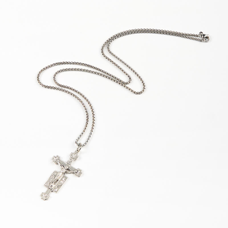Christiandiscipleshop Exclusive Craft Jesus Crucifix with Angels Blessing Pendant Necklace