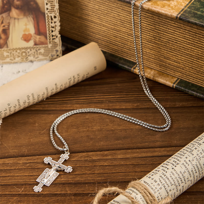 Christiandiscipleshop Exclusive Craft Jesus Crucifix with Angels Blessing Pendant Necklace