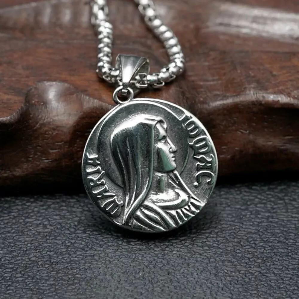 Christiandiscipleshop Classic Style Jesus & Mary Double-sides Icon Faith Pendant Necklace