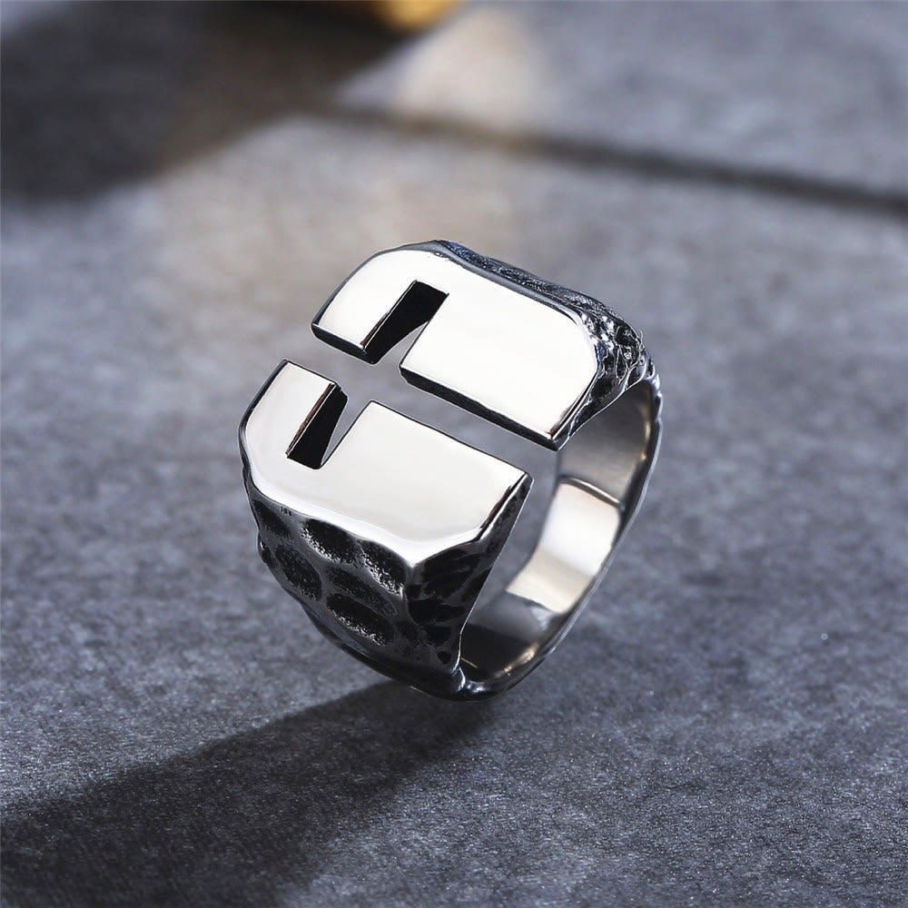 Christianartworkshop 3 Colors Minimalist Style Cross Engraved Stainless Steel Faith Ring