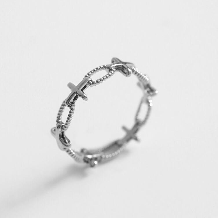 christiandiscipleshop Minimalist Retro Style Cross Engraved Faith Ring