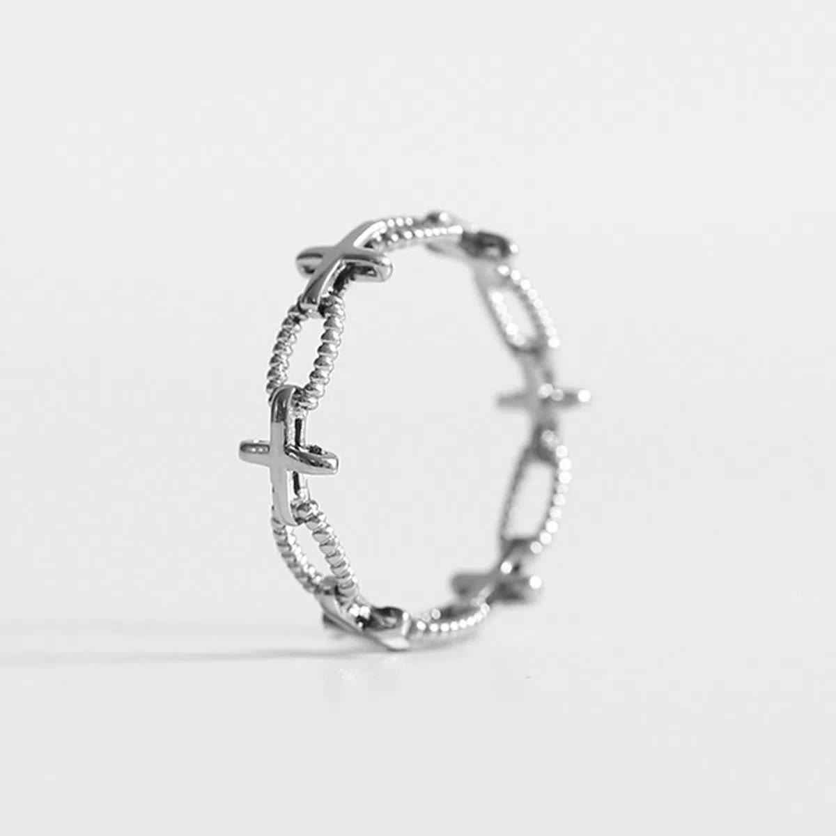 christiandiscipleshop Minimalist Retro Style Cross Engraved Faith Ring