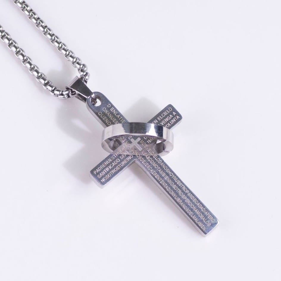 christiandiscipleshop Minimalist Bible Verse Cross with Ring Faith Pendant Necklace