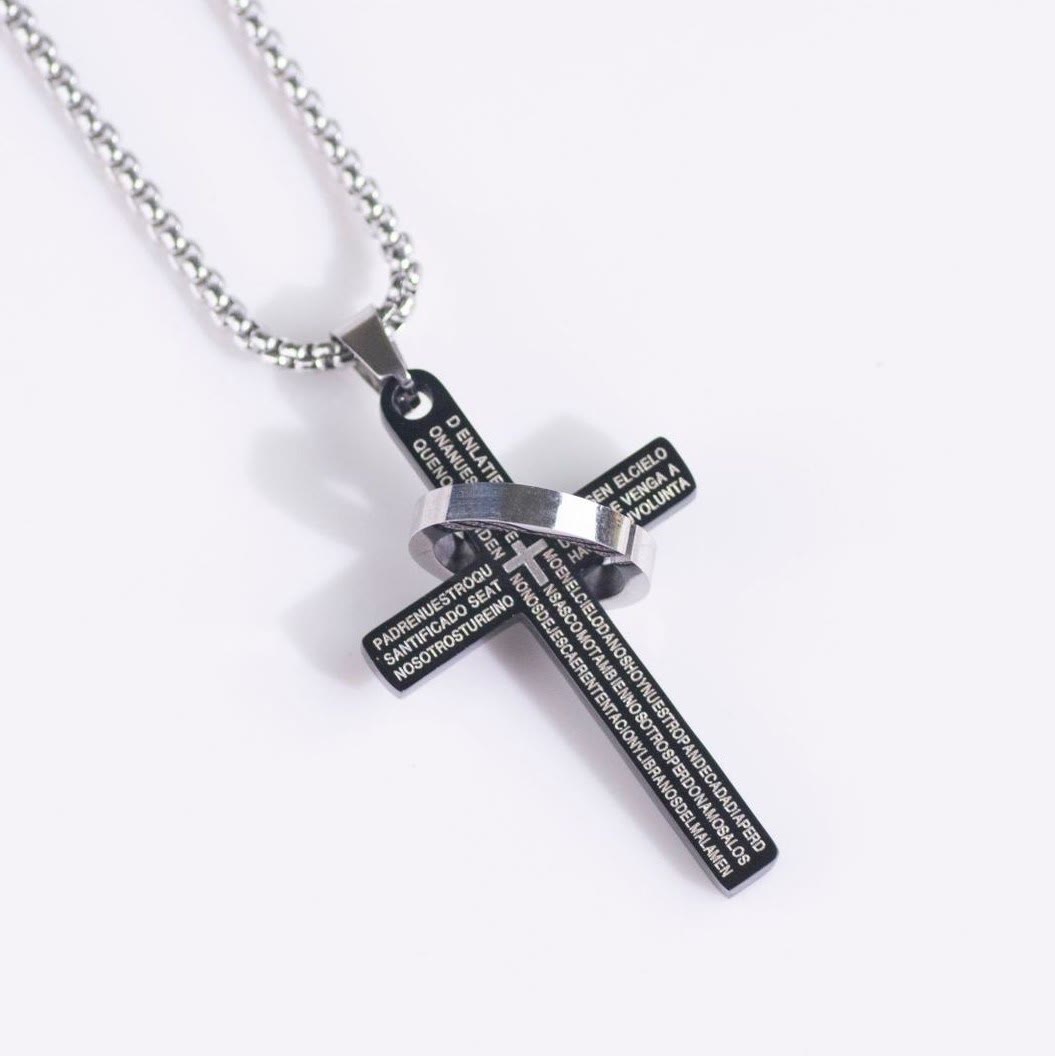 christiandiscipleshop Minimalist Bible Verse Cross with Ring Faith Pendant Necklace