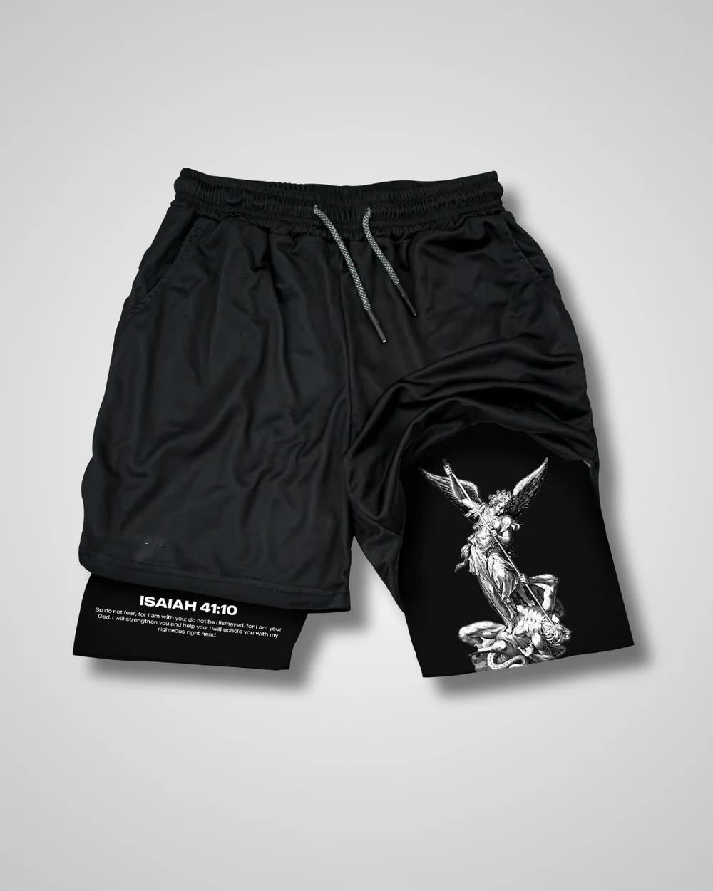 christiandiscipleshop Isaiah 41:10 Angel & Devil Performance Shorts