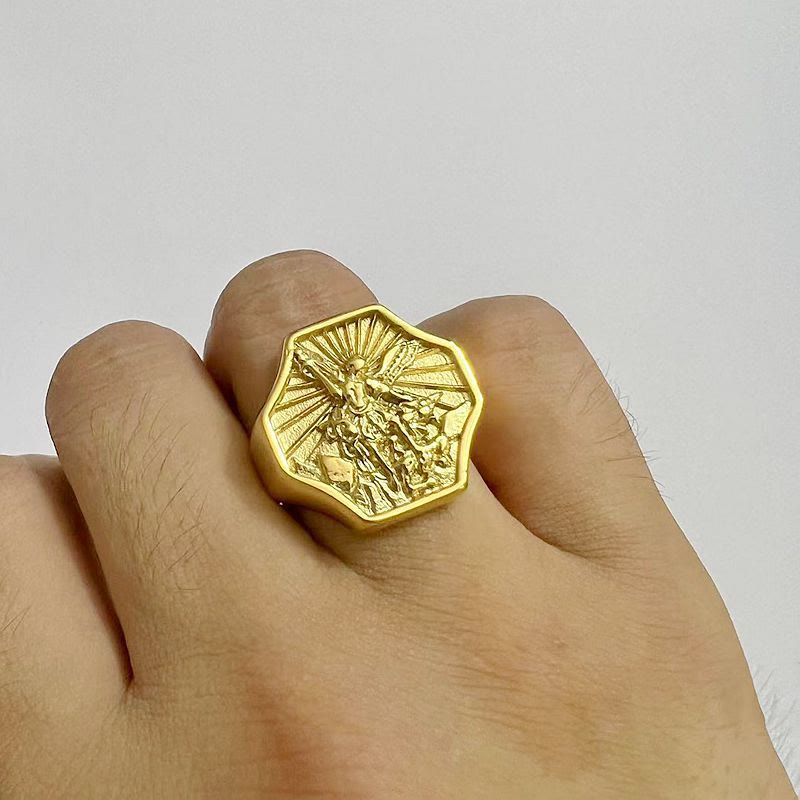 Christiandiscipleshop Exclusive Crafted Archangel St. Michael Ring - Expression of Daily Faith