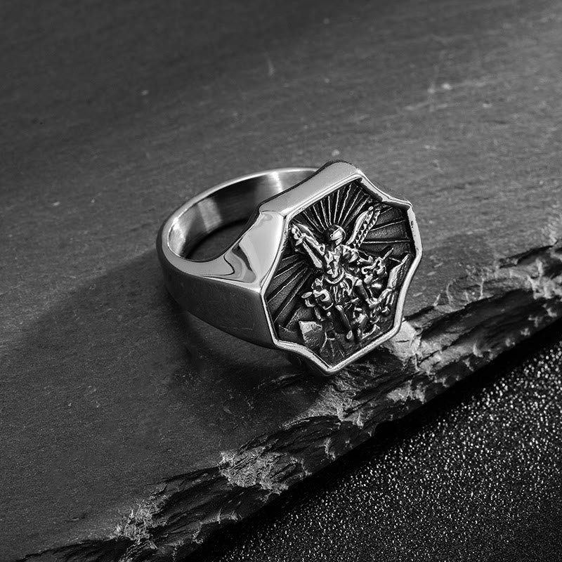 Christiandiscipleshop Exclusive Crafted Archangel St. Michael Ring - Expression of Daily Faith