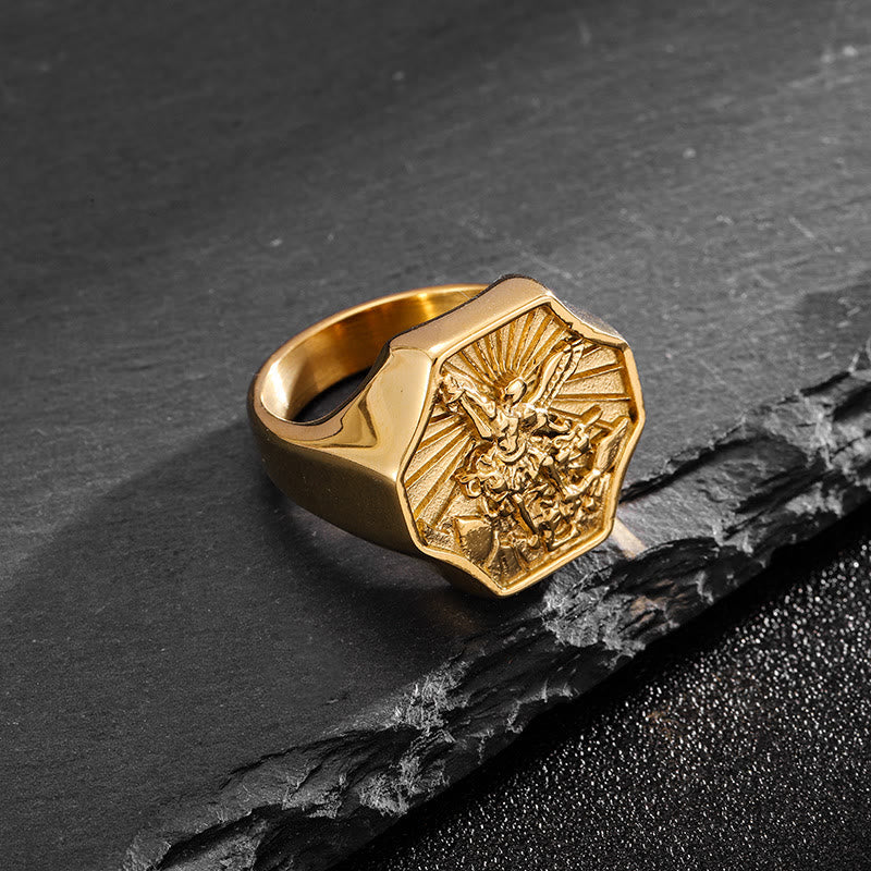 Christiandiscipleshop Exclusive Crafted Archangel St. Michael Ring - Expression of Daily Faith