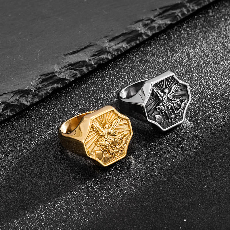 Christiandiscipleshop Exclusive Crafted Archangel St. Michael Ring - Expression of Daily Faith