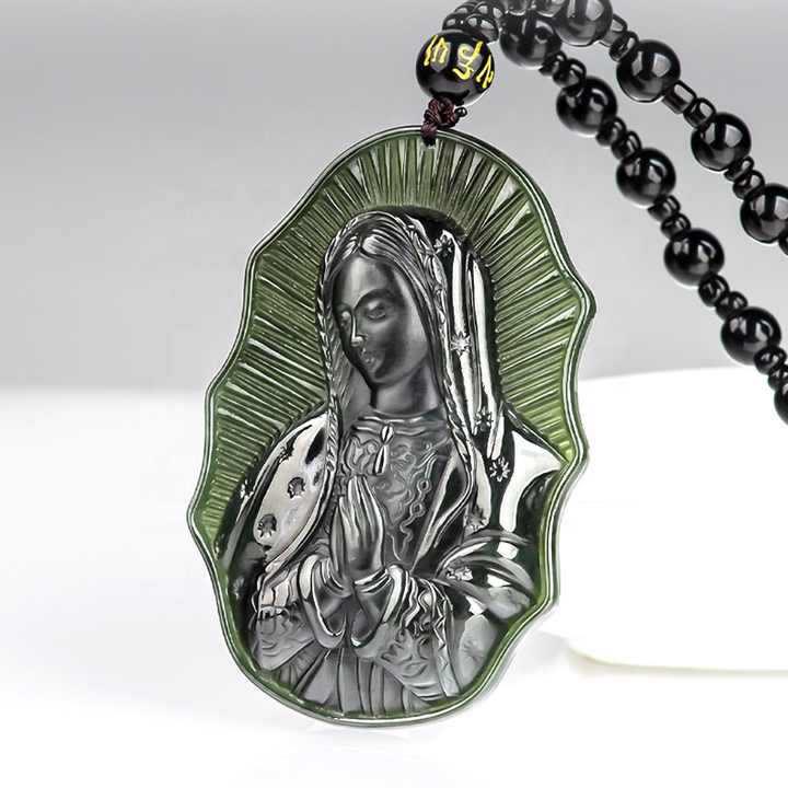 Christiandiscipleshop Our Lady of Guadalupe Hetian Black Jade Necklace - An Emblem of Sacred Devotion