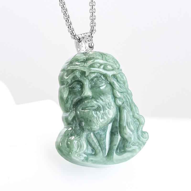 Christiandiscipleshop Sacred Serenity Jade Jesus Pendant Necklace - A Symbol of Divine Peace and Faith